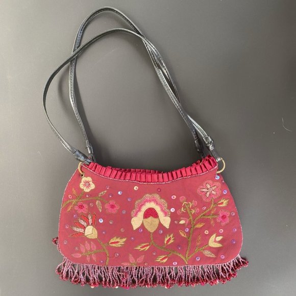 Express Embroidered Floral Beaded Fringe bag - Picture 2 of 4